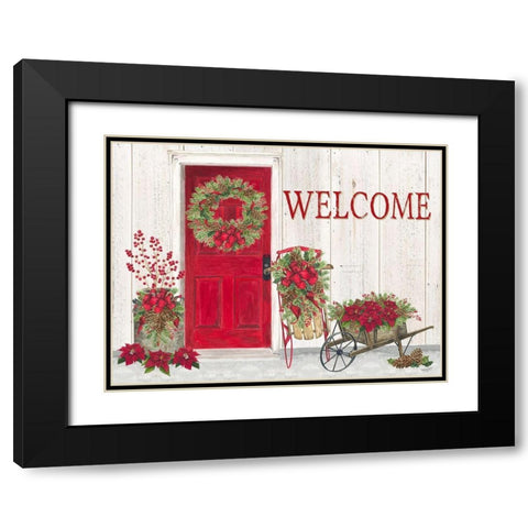 Home for the Holidays Front Door Scene  Black Modern Wood Framed Art Print with Double Matting by Reed, Tara
