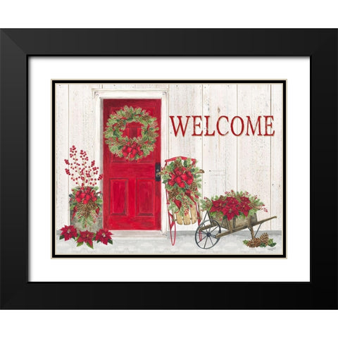 Home for the Holidays Front Door Scene  Black Modern Wood Framed Art Print with Double Matting by Reed, Tara