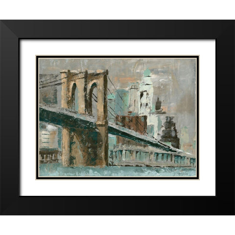 Brooklyn Bridge Cityscape Black Modern Wood Framed Art Print with Double Matting by Cusson, Marie Elaine