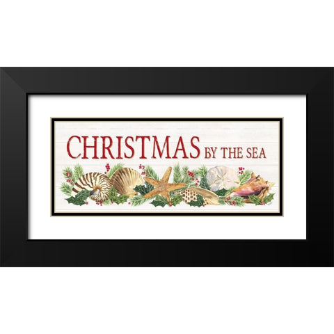 Christmas By the Sea Panel sign Black Modern Wood Framed Art Print with Double Matting by Reed, Tara