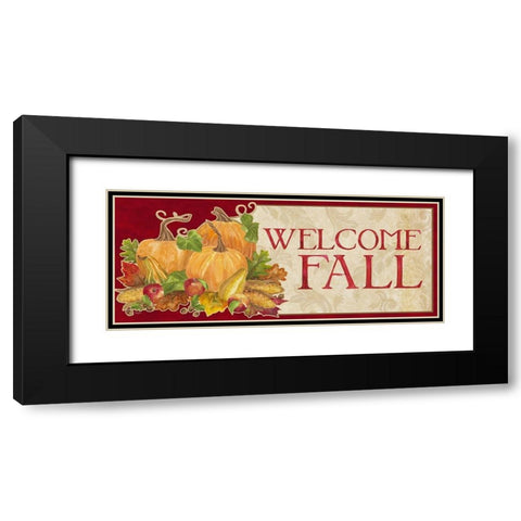 Fall Harvest Welcome Fall sign Black Modern Wood Framed Art Print with Double Matting by Reed, Tara