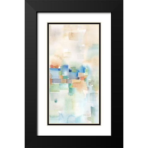Teal Abstract Panel III Black Modern Wood Framed Art Print with Double Matting by Coulter, Cynthia