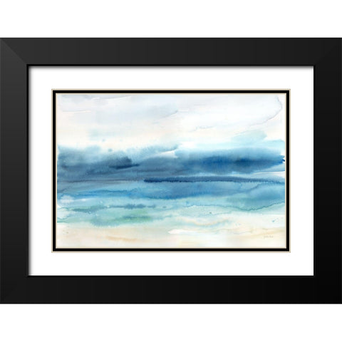 Indigo Seascape Landscape Black Modern Wood Framed Art Print with Double Matting by Coulter, Cynthia