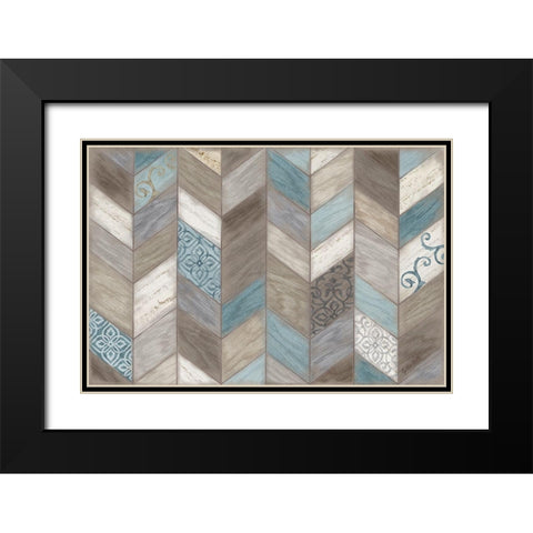 Rustic Chevron Neutral Black Modern Wood Framed Art Print with Double Matting by Coulter, Cynthia