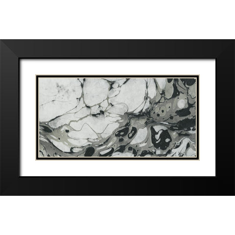 Black and White Marble Panel Trio I Black Modern Wood Framed Art Print with Double Matting by Green, Nancy