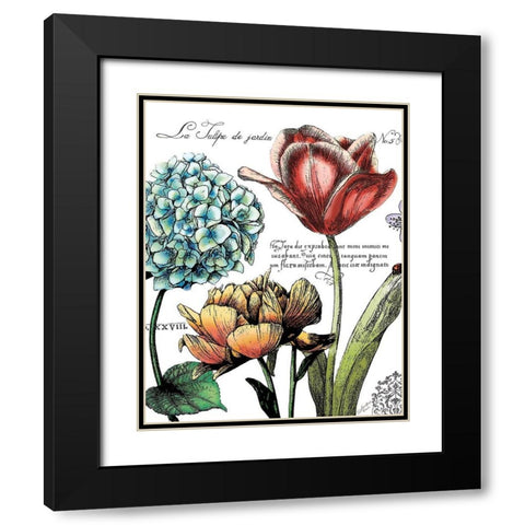 Botanical Postcard Color IV Black Modern Wood Framed Art Print with Double Matting by Cusson, Marie Elaine