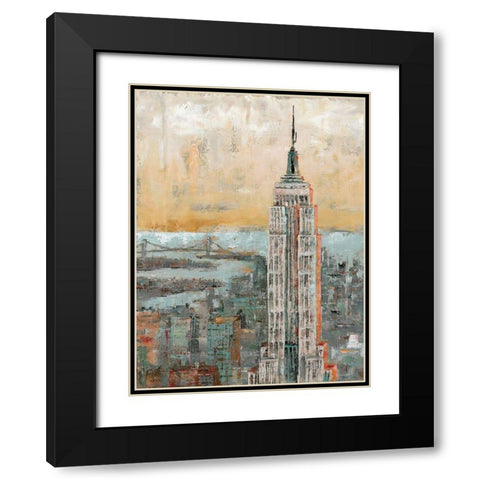Empire State Building Abstract Black Modern Wood Framed Art Print with Double Matting by Cusson, Marie Elaine