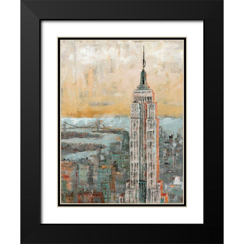 Empire State Building Abstract Black Modern Wood Framed Art Print with Double Matting by Cusson, Marie Elaine