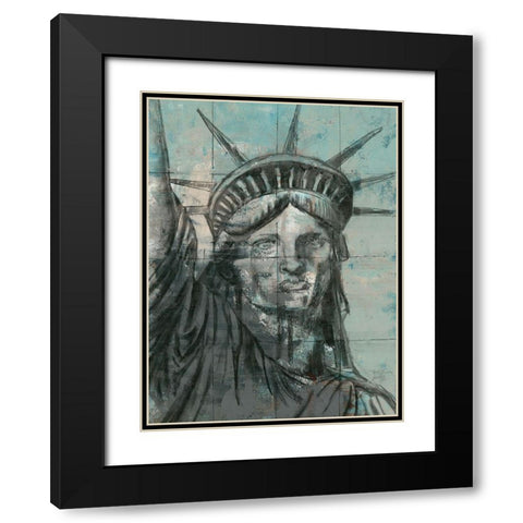Statue Of Liberty Charcoal Black Modern Wood Framed Art Print with Double Matting by Cusson, Marie Elaine