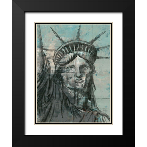 Statue Of Liberty Charcoal Black Modern Wood Framed Art Print with Double Matting by Cusson, Marie Elaine