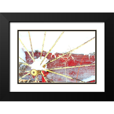 Winter Wagon Black Modern Wood Framed Art Print with Double Matting by Tyrrell, Lu Anne