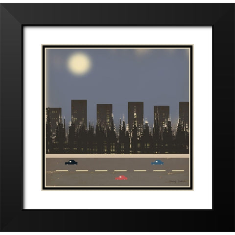 Nightime in the City II Black Modern Wood Framed Art Print with Double Matting by Kushnir, Tammy