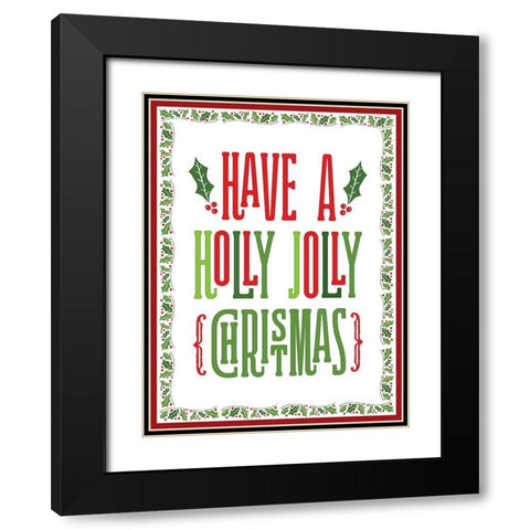 Colorful Christmas with border I Black Modern Wood Framed Art Print with Double Matting by Noonday Designs