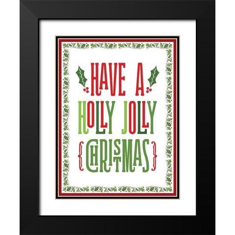 Colorful Christmas with border I Black Modern Wood Framed Art Print with Double Matting by Noonday Designs