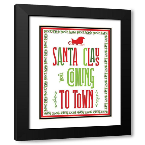 Colorful Christmas with border III Black Modern Wood Framed Art Print with Double Matting by Noonday Designs