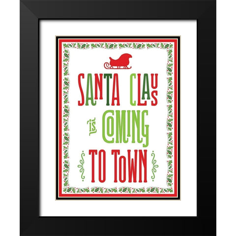 Colorful Christmas with border III Black Modern Wood Framed Art Print with Double Matting by Noonday Designs