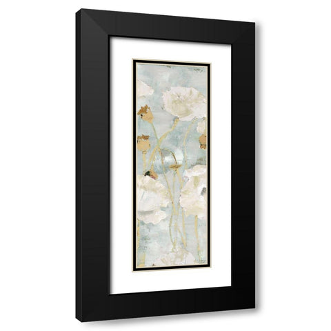Poppies in the Wind Cream Panel I Black Modern Wood Framed Art Print with Double Matting by Cusson, Marie Elaine