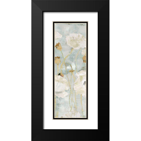 Poppies in the Wind Cream Panel I Black Modern Wood Framed Art Print with Double Matting by Cusson, Marie Elaine
