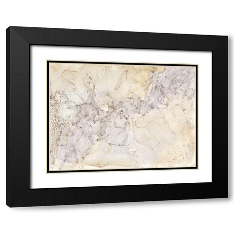 Gold and Silver Mineral Abstract Black Modern Wood Framed Art Print with Double Matting by Reed, Tara