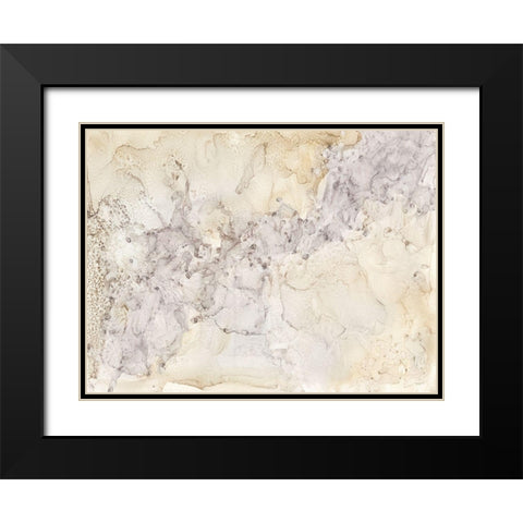 Gold and Silver Mineral Abstract Black Modern Wood Framed Art Print with Double Matting by Reed, Tara