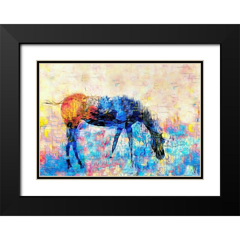 Mondrian Horse Black Modern Wood Framed Art Print with Double Matting by Tyrrell, Lu Anne