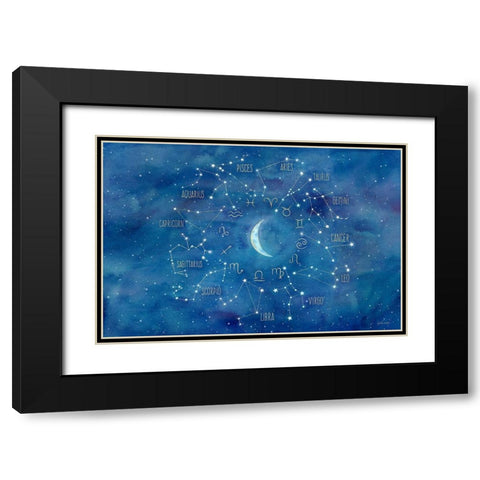 Star Sign with Moon Landscape Black Modern Wood Framed Art Print with Double Matting by Coulter, Cynthia