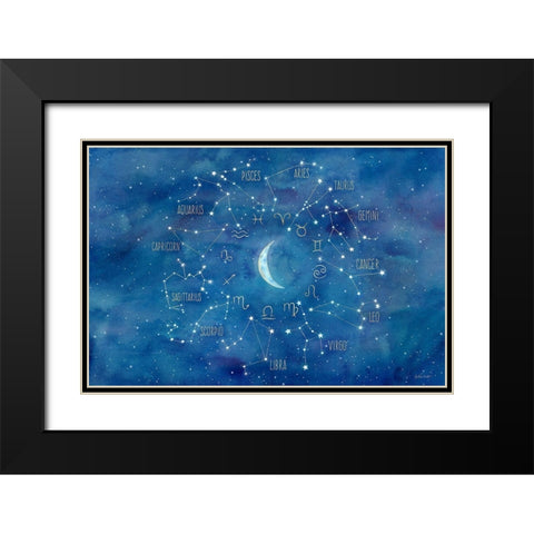 Star Sign with Moon Landscape Black Modern Wood Framed Art Print with Double Matting by Coulter, Cynthia