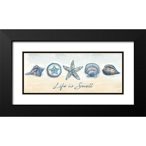 Bohemian Shells Panel Black Modern Wood Framed Art Print with Double Matting by Tre Sorelle Studios