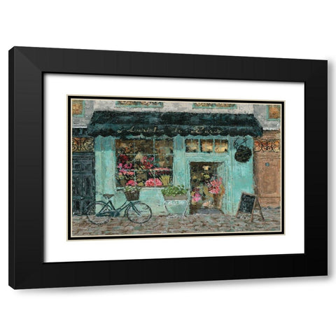 Parisian Flower Shop Black Modern Wood Framed Art Print with Double Matting by Cusson, Marie Elaine