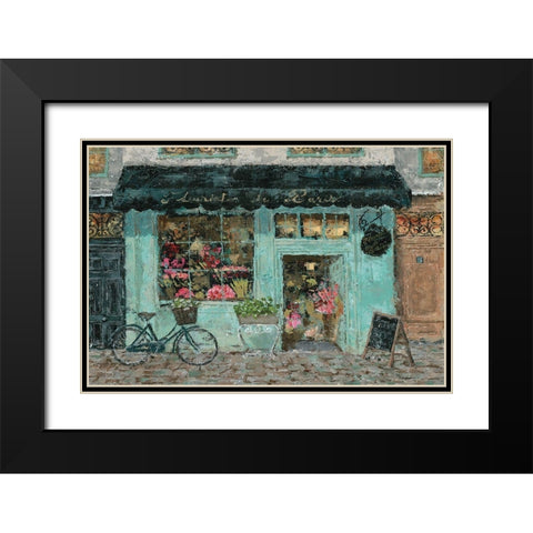 Parisian Flower Shop Black Modern Wood Framed Art Print with Double Matting by Cusson, Marie Elaine