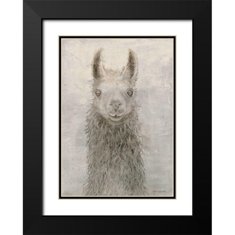 Llama Portrait Black Modern Wood Framed Art Print with Double Matting by Cusson, Marie Elaine