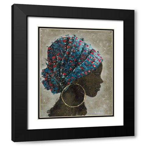 Profile of a Woman I (gold hoop) Black Modern Wood Framed Art Print with Double Matting by Cusson, Marie Elaine
