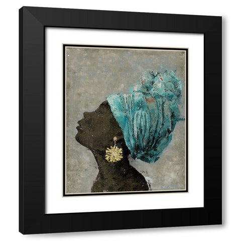 Profile of a Woman II (gold earring) Black Modern Wood Framed Art Print with Double Matting by Cusson, Marie Elaine