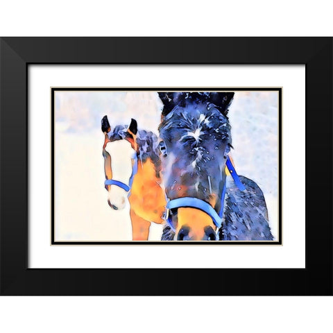 Snow Horses Black Modern Wood Framed Art Print with Double Matting by Tyrrell, LuAnne