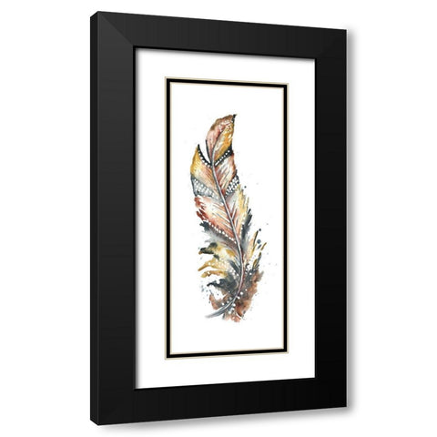 Tribal Feather Single I Black Modern Wood Framed Art Print with Double Matting by Tre Sorelle Studios