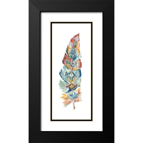 Tribal Feather Single IV Black Modern Wood Framed Art Print with Double Matting by Tre Sorelle Studios