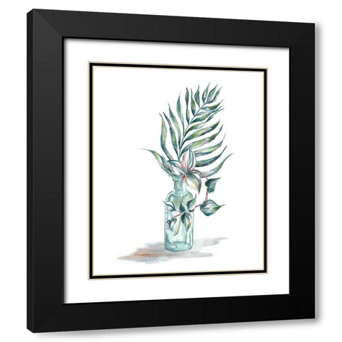 Island Tropics Frond in Bottle I Black Modern Wood Framed Art Print with Double Matting by Tre Sorelle Studios