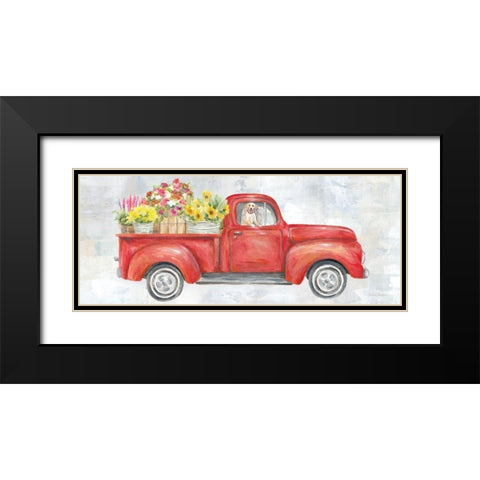 Vintage Red Truck Panel Black Modern Wood Framed Art Print with Double Matting by Coulter, Cynthia