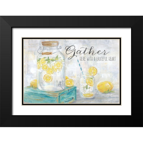 Gather Here Country Lemons Landscape Black Modern Wood Framed Art Print with Double Matting by Coulter, Cynthia