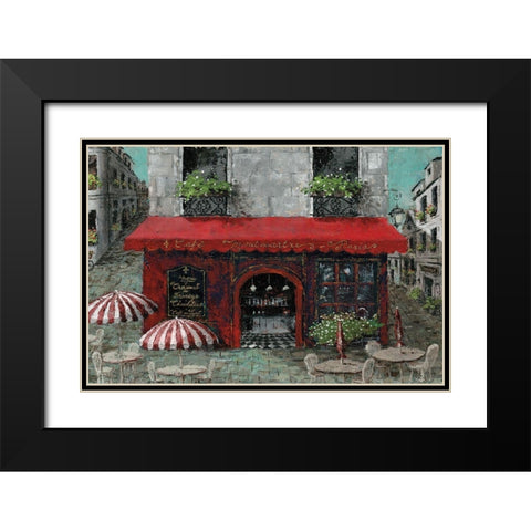 CafÃ© Monmartre Black Modern Wood Framed Art Print with Double Matting by Cusson, Marie-Elaine
