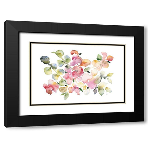 Shades of Pink Watercolor Floral Black Modern Wood Framed Art Print with Double Matting by Bijou, Andrea