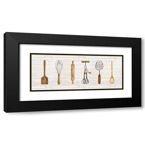 Vintage Kitchen Utensils Panel Black Modern Wood Framed Art Print with Double Matting by Reed, Tara