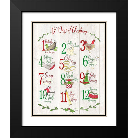 12 Days of Christmas sign Black Modern Wood Framed Art Print with Double Matting by Reed, Tara