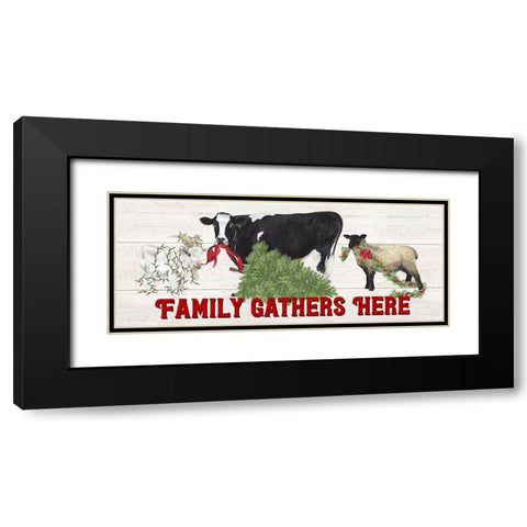 Christmas on the Farm-Family Gathers Here Black Modern Wood Framed Art Print with Double Matting by Reed, Tara