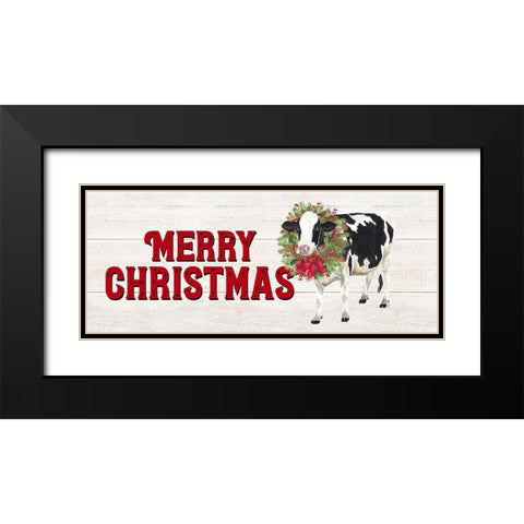 Christmas on the Farm-Merry Christmas Black Modern Wood Framed Art Print with Double Matting by Reed, Tara
