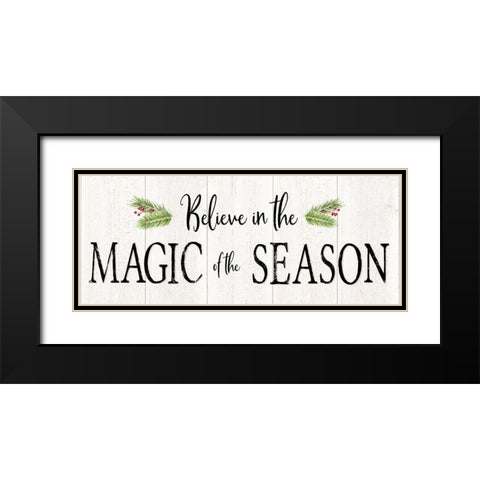 Peaceful Christmas-Magic of the Season horiz black text Black Modern Wood Framed Art Print with Double Matting by Reed, Tara