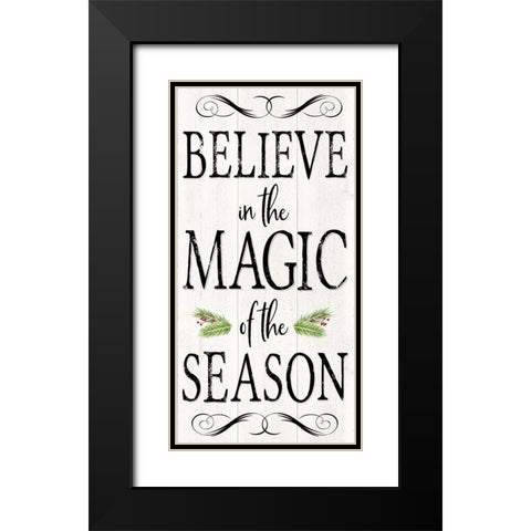 Peaceful Christmas-Magic of the Season vert black text Black Modern Wood Framed Art Print with Double Matting by Reed, Tara