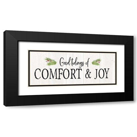 Peaceful Christmas-Comfort and Joy horiz black text Black Modern Wood Framed Art Print with Double Matting by Reed, Tara