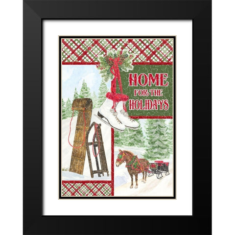 Sleigh Bells Ring-Happy Holidays Black Modern Wood Framed Art Print with Double Matting by Reed, Tara