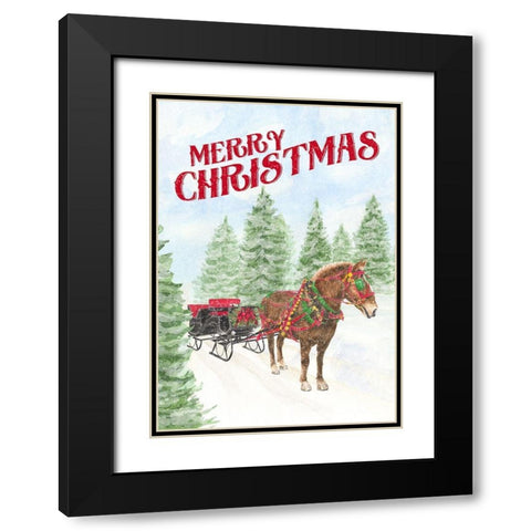 Sleigh Bells Ring-Merry Christmas Black Modern Wood Framed Art Print with Double Matting by Reed, Tara